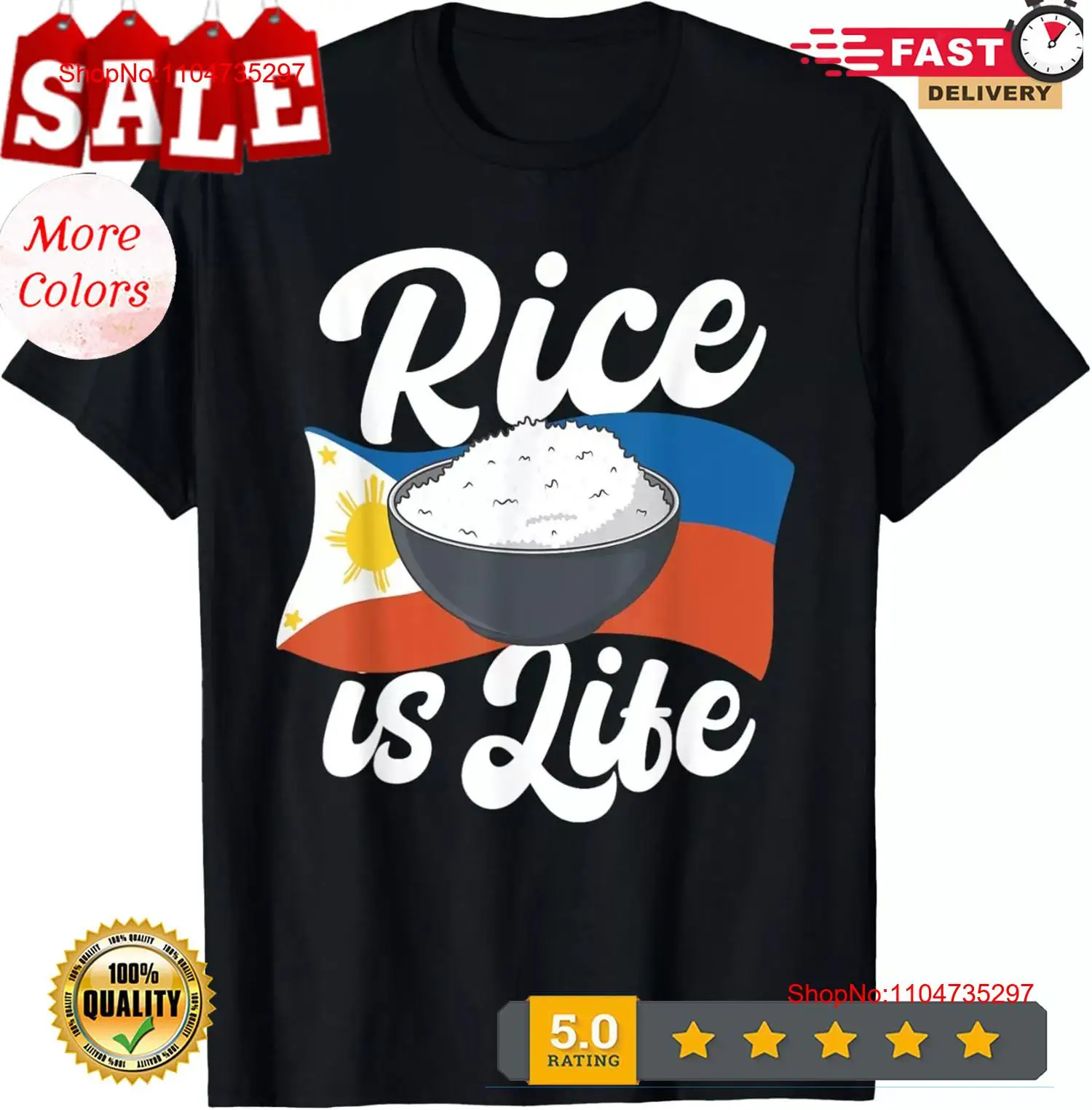 Men'S Fashion Philippines - Футболка с флагом Philippine Rice Is