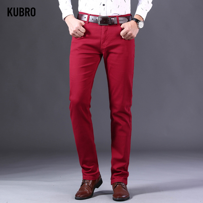 Men'S Fashion Reviews - Брендовые мужские винно-красные джинсы в классическом
