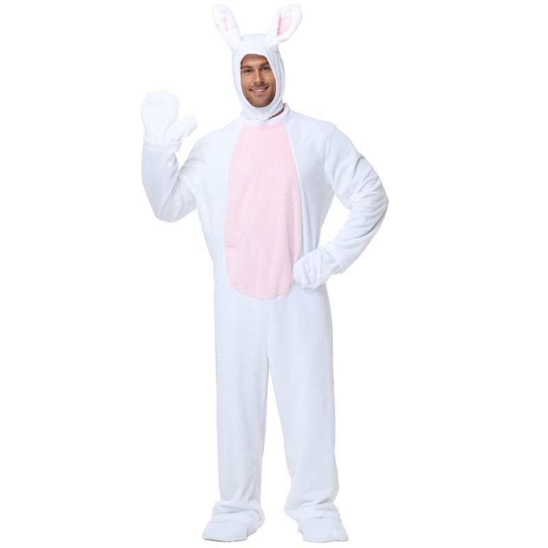 Mens Fashion Jumpsuit - Хэллоуин взрослый костюм животного кролика плюшевый