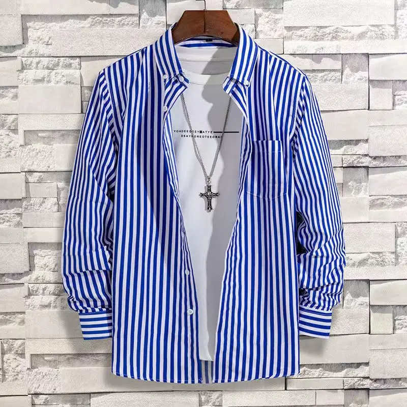 Мужская рубашка в полоску, син – обзор и цена Dress Shirt Non-Iron